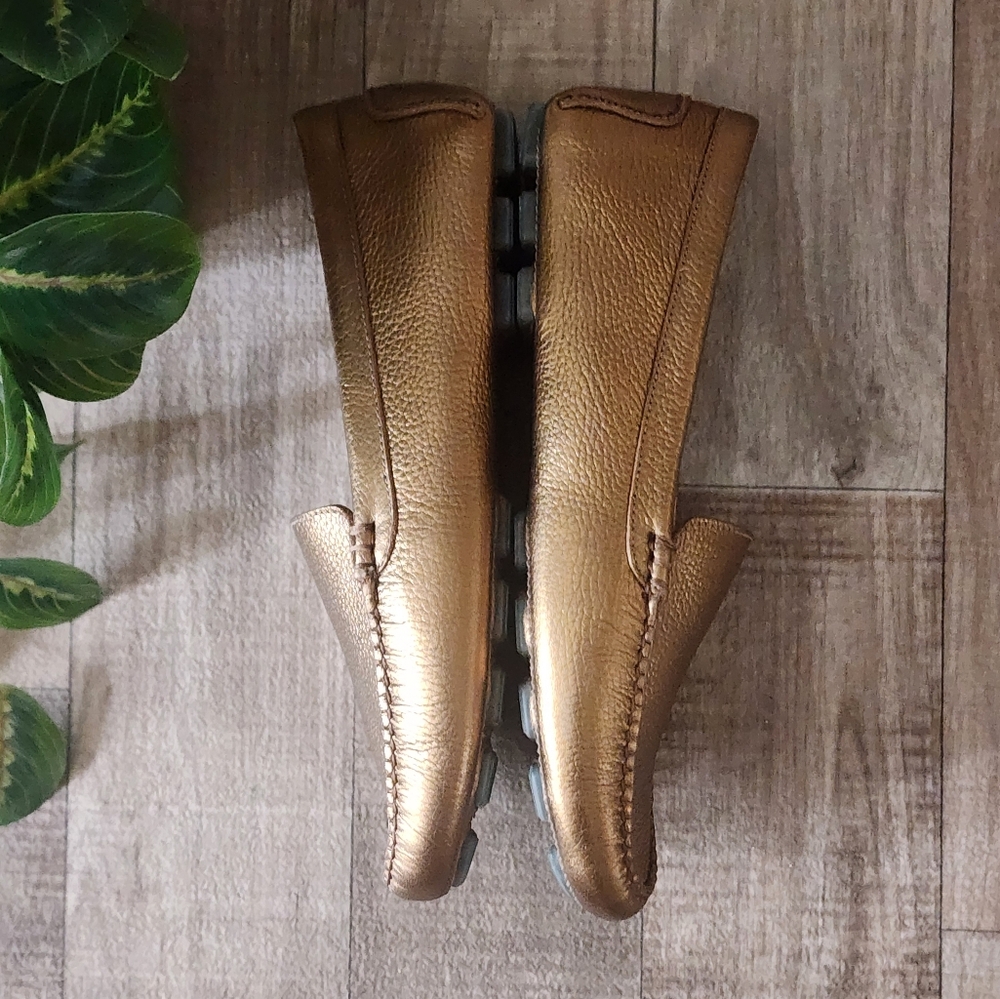 Peter Millar Driving Loafers in Bronze Metallic Full-Grain Leather NIB Size 8 - Picture 8 of 14